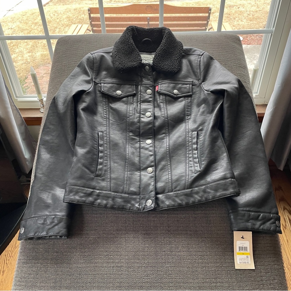 Levi's Faux Leather Sherpa Trucker Jacket NEW